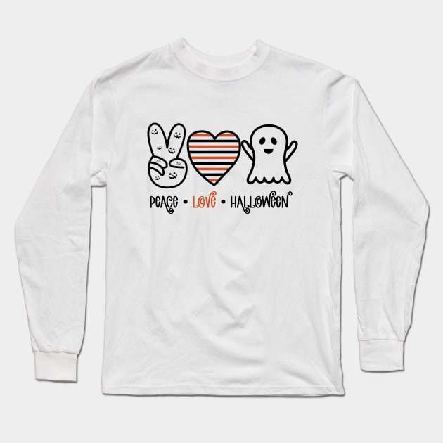 Cute Halloween with Peace and Love! Long Sleeve T-Shirt by Marilineandco